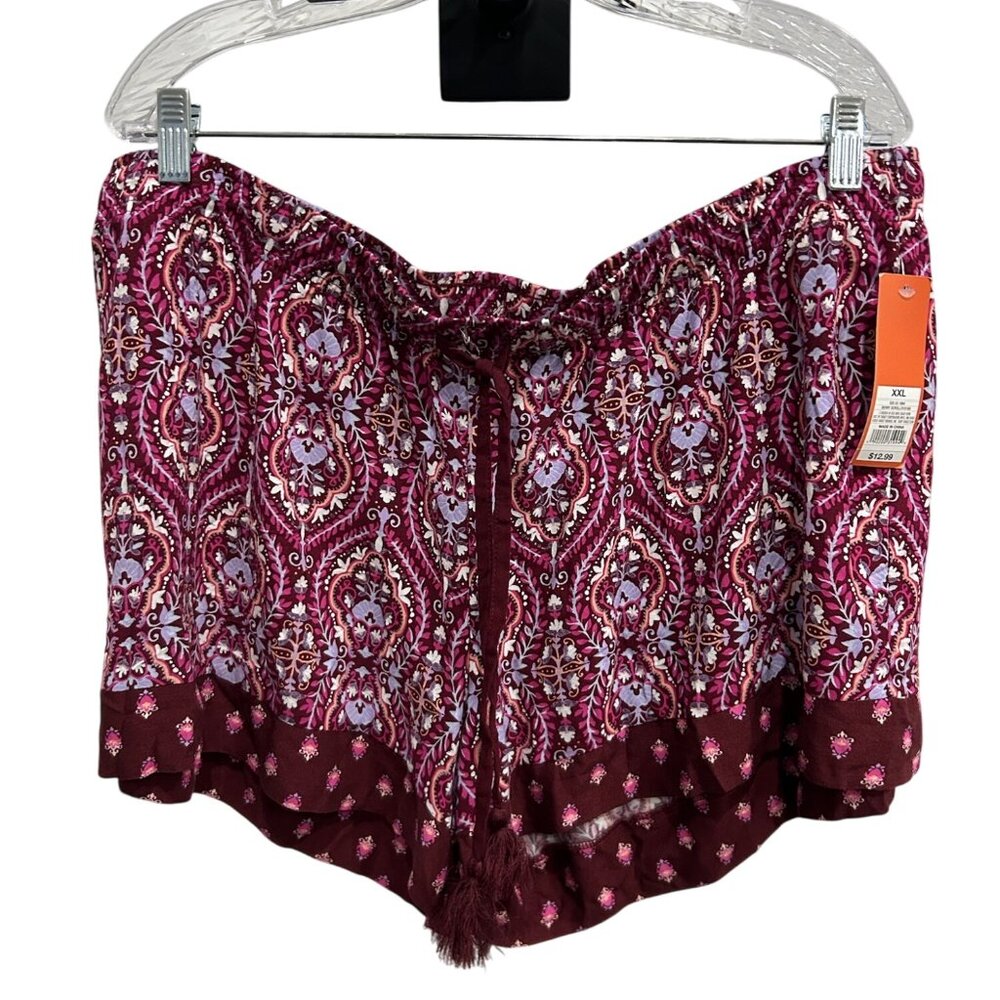 Gilligan & OMalley XXL Rayon Shorts Purple Paisley Tassel Detail Sleepwear NWT